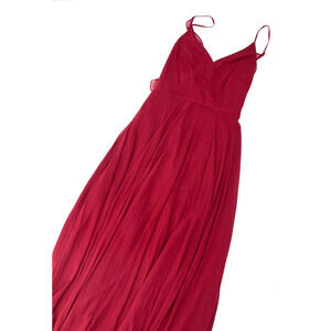 Dessy Collection Burgundy Formal Gown Wrap Front Spaghetti Straps 12 NWOT